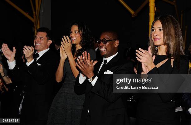 Andre Balazs, Veronica Webb, Andre Harrell and guest attend the Hope Help & Relief Haiti "A Night Of Humanity" event at Urban Zen on February 8, 2010...