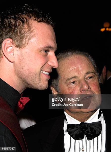 New York Rangers forward and current leading scorer Marian Gaborik with former New York Ranger and hall of famer Rod Gilbert during casino night to...