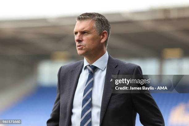 John Askey the new manager of Shrewsbury Town on June 1, 2018 in Shrewsbury, England.