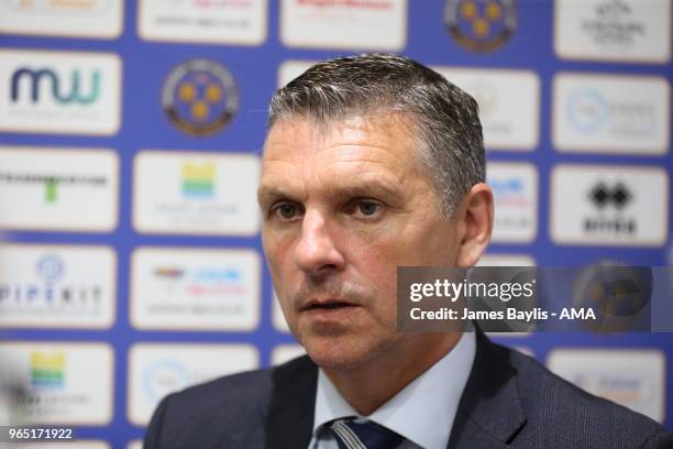 John Askey the new manager of Shrewsbury Town on June 1, 2018 in Shrewsbury, England.