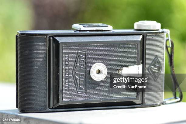 Front part of the camera with viewfinder clapped down in in Aachen on May 31, 2018.