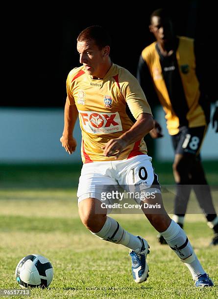 Mirjan Pavlovic of the Jets controls the ball during the round 23 National Youth League match between the Central Coast Mariners and the Newcastle...