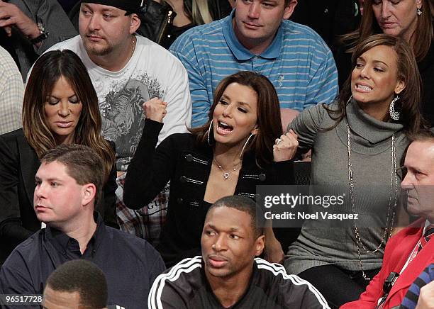 Eva Longoria and Robin Antin attend a game between the San Antonio Spurs and the Los Angeles Lakers at Staples Center on February 8, 2010 in Los...