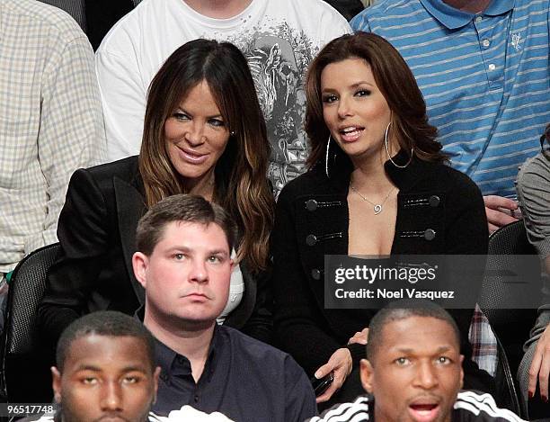 Eva Longoria and Robin Antin attend a game between the San Antonio Spurs and the Los Angeles Lakers at Staples Center on February 8, 2010 in Los...