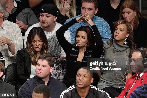 Eva Longoria and Robin Antin attend a game between the San Antonio Spurs and the Los Angeles Lakers at Staples Center on February 8, 2010 in Los...