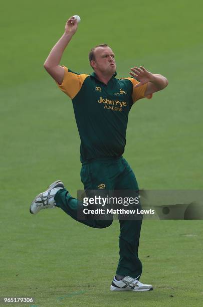 Luke Fletcher of Nottinghamshire in action during the Royal London One-Day Cup match between Nottinghamshire nad Worcestershire at Trent Bridge on...