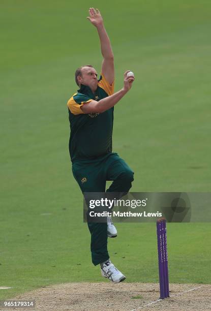 Luke Fletcher of Nottinghamshire in action during the Royal London One-Day Cup match between Nottinghamshire nad Worcestershire at Trent Bridge on...