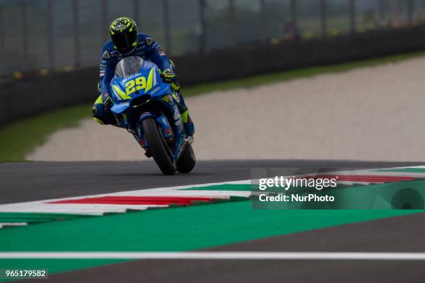 Andrea Iannone of Team Suzuki Ecstar during the Free Practice 1 of the Oakley Grand Prix of Italy, at International Circuit of Mugello, on June 01,...