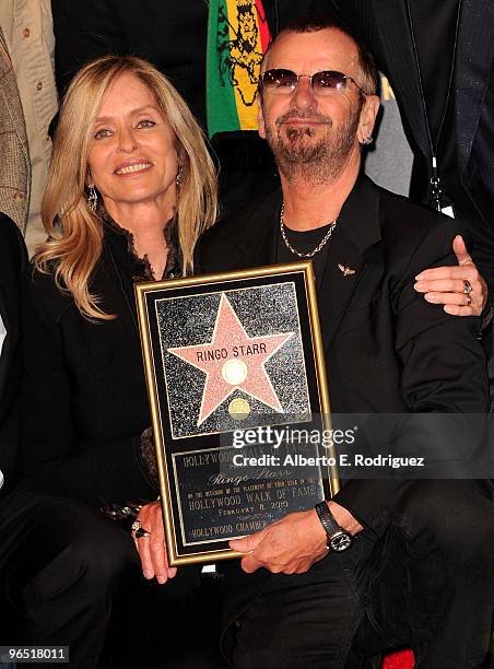 Actress Barbara Bach and husband musician Ringo Starr attend the 2401st Hollywood Walk of Fame Star ceremony honoring musician Ringo Starr on...