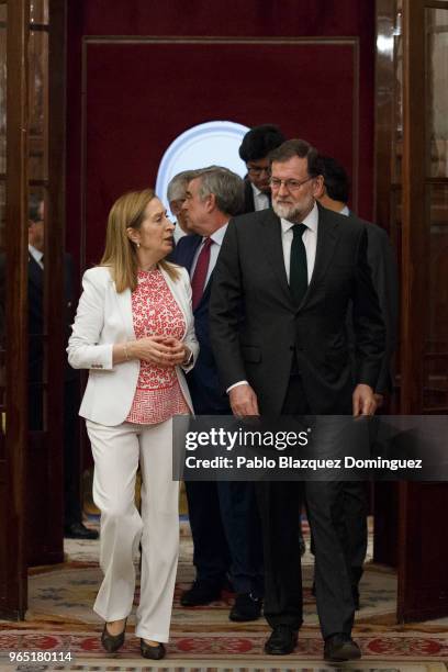Spanish Prime Minister Mariano Rajoy arrives to the hemicycle before the voting for the no-confidence motion at the Lower House of the Spanish...
