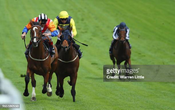Medburn Dream ridden by Franny Norton wins The Investec Click & Invest Mile Handicap Stakes during the Investec Ladies Day at Epsom Downs on June 1,...