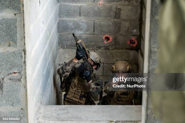 Marie Bochet in Viriville, France, on May 30, 2018. The mountain commando group of the 7th battalion of alpine hunters belonging to the 27th Mountain...