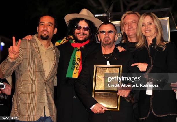 Musician Ben Harper, Musician Don Was, musician Ringo Starr, musician Joe Walsh and actress Barbara Bach attend the 2401st Hollywood Walk of Fame...