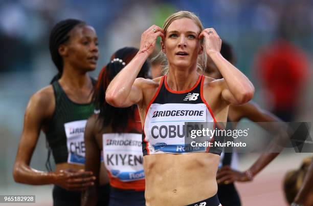 Emma Coburn after competing in 3000m Steeplechase women during Golden Gala Iaaf Diamond League Rome 2018 at Olimpico Stadium in Rome, Italy on May...