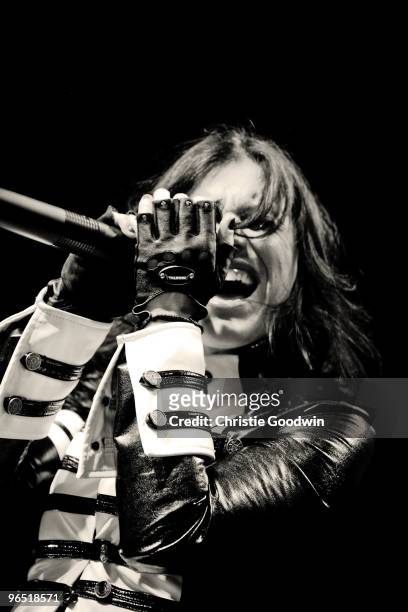 Cristina Scabbia of Lacuna Coil performs on stage at Shepherds Bush Empire on February 5, 2010 in London, England.