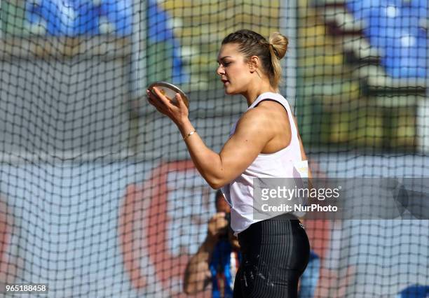 Sandra Perkovic competes in discus throw women during Golden Gala Iaaf Diamond League Rome 2018 at Olimpico Stadium in Rome, Italy on May 31, 2018.