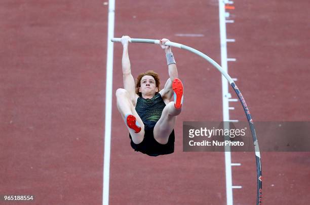 Shawnacy Barber competes in pole vault men during Golden Gala Iaaf Diamond League Rome 2018 at Olimpico Stadium in Rome, Italy on May 31, 2018.