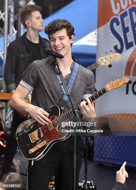 Musician Shawn Mendes performs on NBC's "Today" at Rockefeller Plaza on June 1, 2018 in New York City.