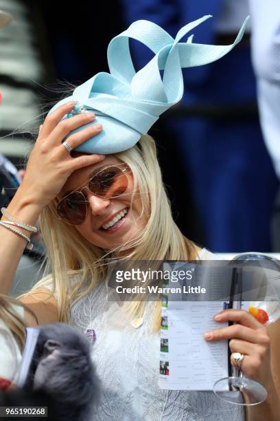 Racegoer looks on during Ladies Day of the Investec Derby Festival at Epsom Downs on June 1, 2018 in Epsom, England.