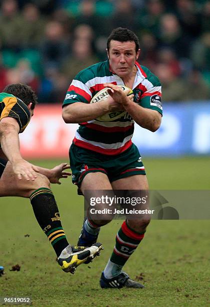 Aaron Mauger of Leicester Tigers during the LV Anglo Welsh Cup match between Northampton Saints and Leicester Tigers at the Sixfields Stadium, on...