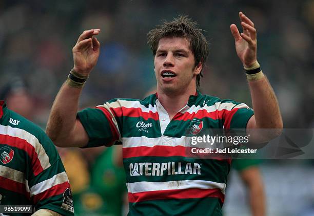 Brett Deacon of Leicester Tigers during the LV Anglo Welsh Cup match between Northampton Saints and Leicester Tigers at the Sixfields Stadium, on...