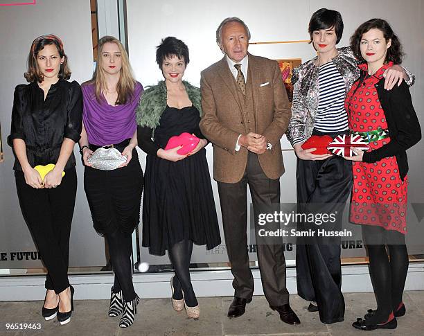 Charlotte Dellal, Daisy De Villeneuve, Lulu Guinness, Harold Tilman, Erin O'Connor and Jasmine Guinness attend the opening of Lulu Guinness' first...