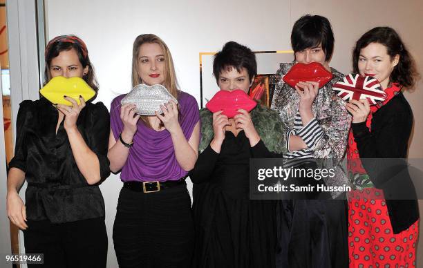 Charlotte Dellal, Daisy De Villeneuve, Lulu Guinness, Erin O'Connor and Jasmine Guinness attend the opening of Lulu Guinness' first temporary fashion...