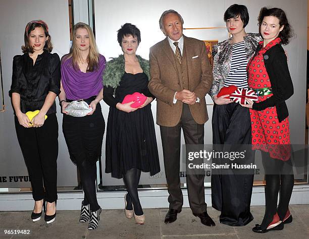 Charlotte Dellal, Daisy De Villeneuve, Lulu Guinness, Harold Tilman, Erin O'Connor and Jasmine Guinness attend the opening of Lulu Guinness' first...