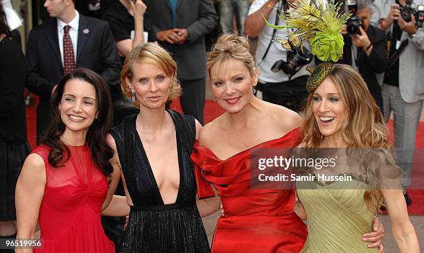 Kristin Davis, Cynthia Nixon, Kim Cattrall and Sarah Jessica Parker arrive at World Premiere of 'Sex And The City' at the Odeon Leicester Square on...
