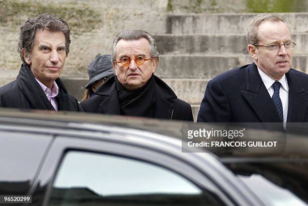 French former Culture Ministers Jack Lang and Renaud Donnedieu de Vabres , and Georges-Francois Hirsch , artistic director at the Culture minister,...