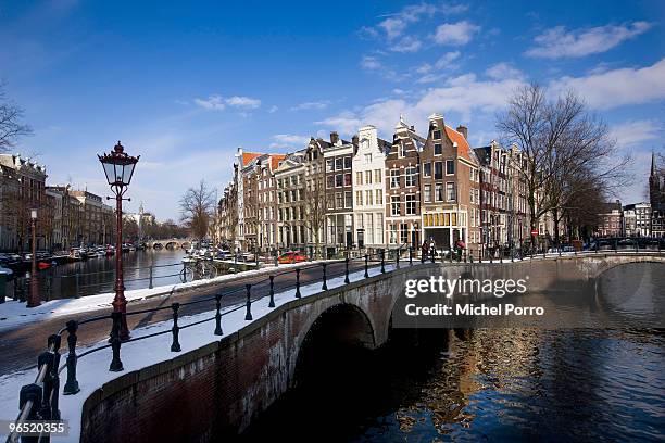 General view of the canals on January 30, 2010 in Amsterdam, Netherlands. Amsterdam with its many canals and bridges, often referred to as the Venice...