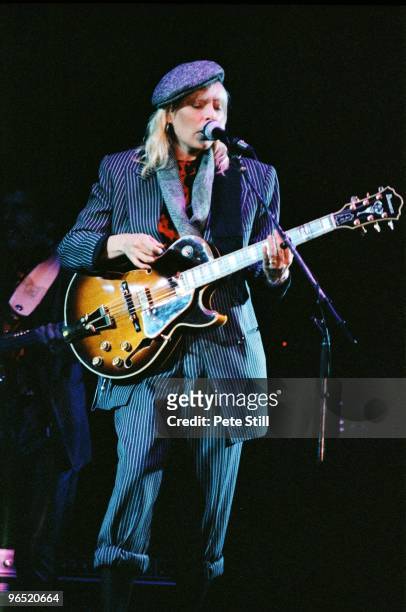 Joni Mitchell performs on stage at Wembley Arena on April 23rd, 1983 in London, United Kingdom.