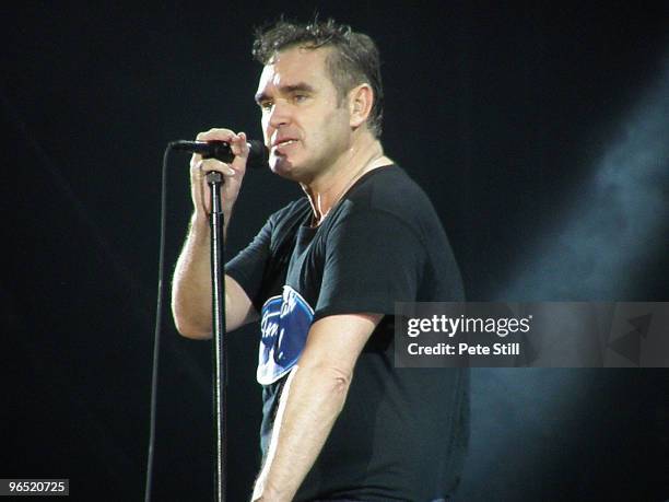 Morrissey performs on stage at The O2 Wireless Festival in Hyde Park on July 4th, 2008 in London, United Kingdom.