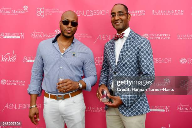 Ezra Taylor and John Pierce attend AVENUE on the Beach Celebrates Sailor Brinkley Cook And Our May/June Issue at Calissa on May 22, 2018 in Water...