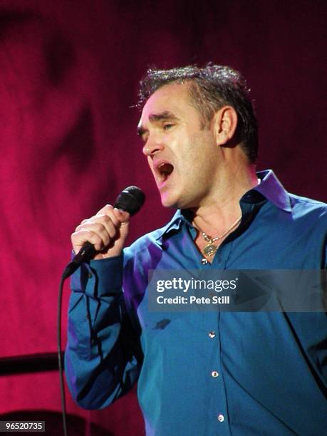 Morrissey performs on stage at The O2 Wireless Festival in Hyde Park on July 4th, 2008 in London, United Kingdom.