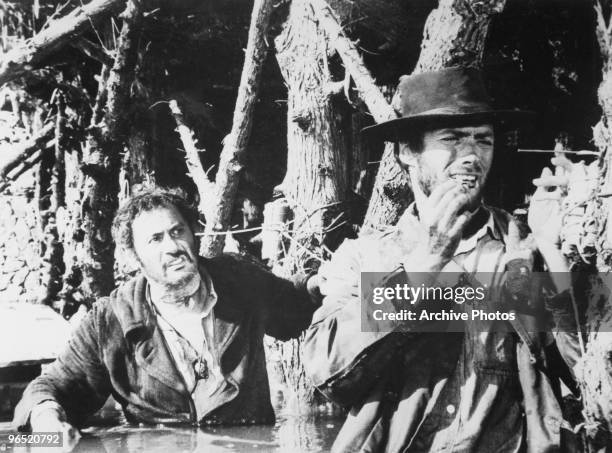 Clint Eastwood as 'Blondie' and Eli Wallach as Tuco in the western 'The Good, the Bad and the Ugly', 1966.