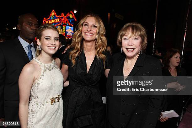 Emma Roberts, Julia Roberts and Shirley MacLaine at Warner Brothers Pictures World Premiere of "Valentine's Day" on February 08, 2010 at Grauman's...