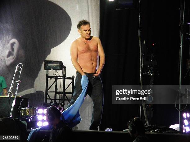 Morrissey performs on stage at The O2 Wireless Festival in Hyde Park on July 4th, 2008 in London, United Kingdom.