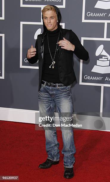 Aaron Carter arrives at the 52nd Annual GRAMMY Awards held at Staples Center on January 31, 2010 in Los Angeles, California.