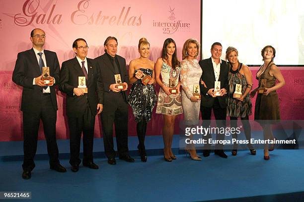 Two unknown guests, Juanjo Puigcorbe, Lujan Arguelles, Helen Lindes, Norma Duval, Hannibal Laguna, Anna Tarres and Espido Freire pose with their...