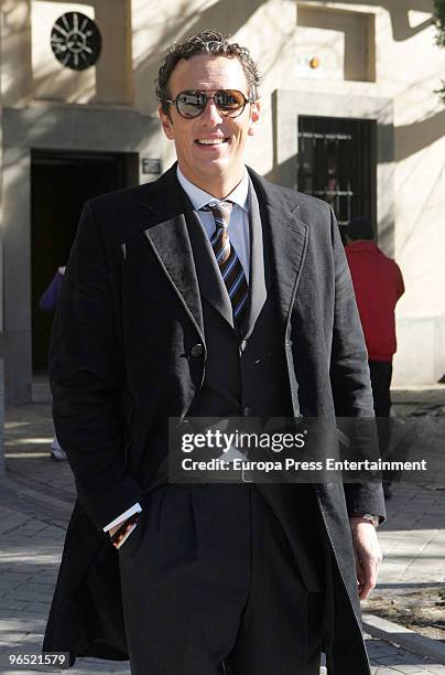 Joaquin Prat jr seen attending the baptism of his nephew Alejandro Alcaraz on February 9, 2010 in Madrid, Spain.