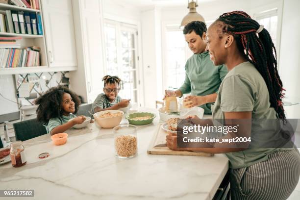 cereals for breakfast - kitchen island stock pictures, royalty-free photos & images