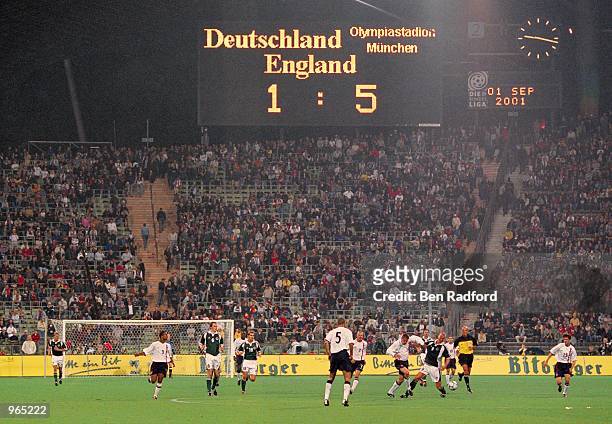 England are well on their way to victory in the FIFA 2002 World Cup Qualifier between Germany and England played at the Olympic Stadium in Munich,...