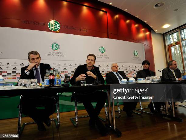 Wolfgang Niersbach, general secretary of German football Association , Oliver Bierhoff, Team Manager of German Football Association , Theo Zwanziger,...