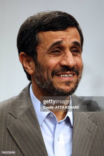 Iranian President Mahmoud Ahmadinejad is seen during a meeting with Iraqi parliament speaker Iyad al-Samarrai in Tehran on September 29, 2009. UN...