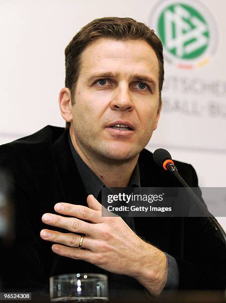 Oliver Bierhoff, team manager of German Football Association speaks during the DFB press conference at the DFB headquarter on February 9, 2010 in...