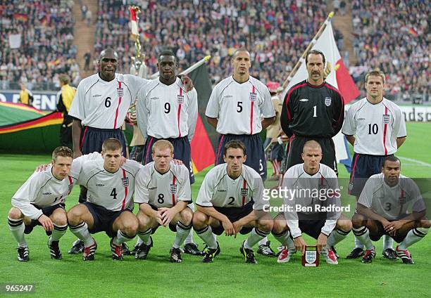England team group before the FIFA World Cup 2002 Group Nine Qualifying match against Germany played at the Olympic Stadium, in Munich, Germany....
