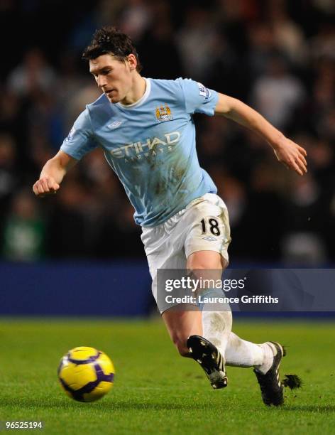 Gareth Barry of Manchester City in action during the Barclays Premier League match between Manchester City and Bolton Wanderers at the City of...