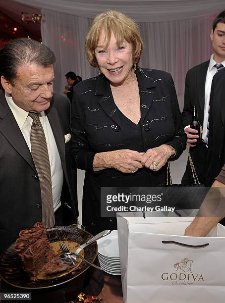 Actress Shirley MacLaine attends the Godiva Chocolates booth at the 'Valentine's Day' after-party at St. Valentine's Lounge on February 8, 2010 in...