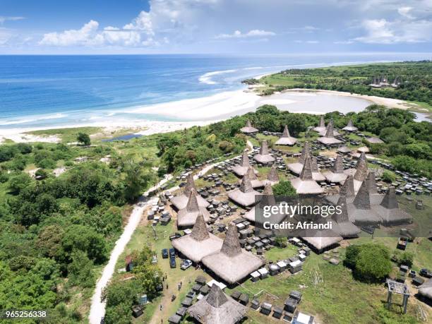 aerial view of wainyapu village, sumba island, indonesia - sumba stock pictures, royalty-free photos & images